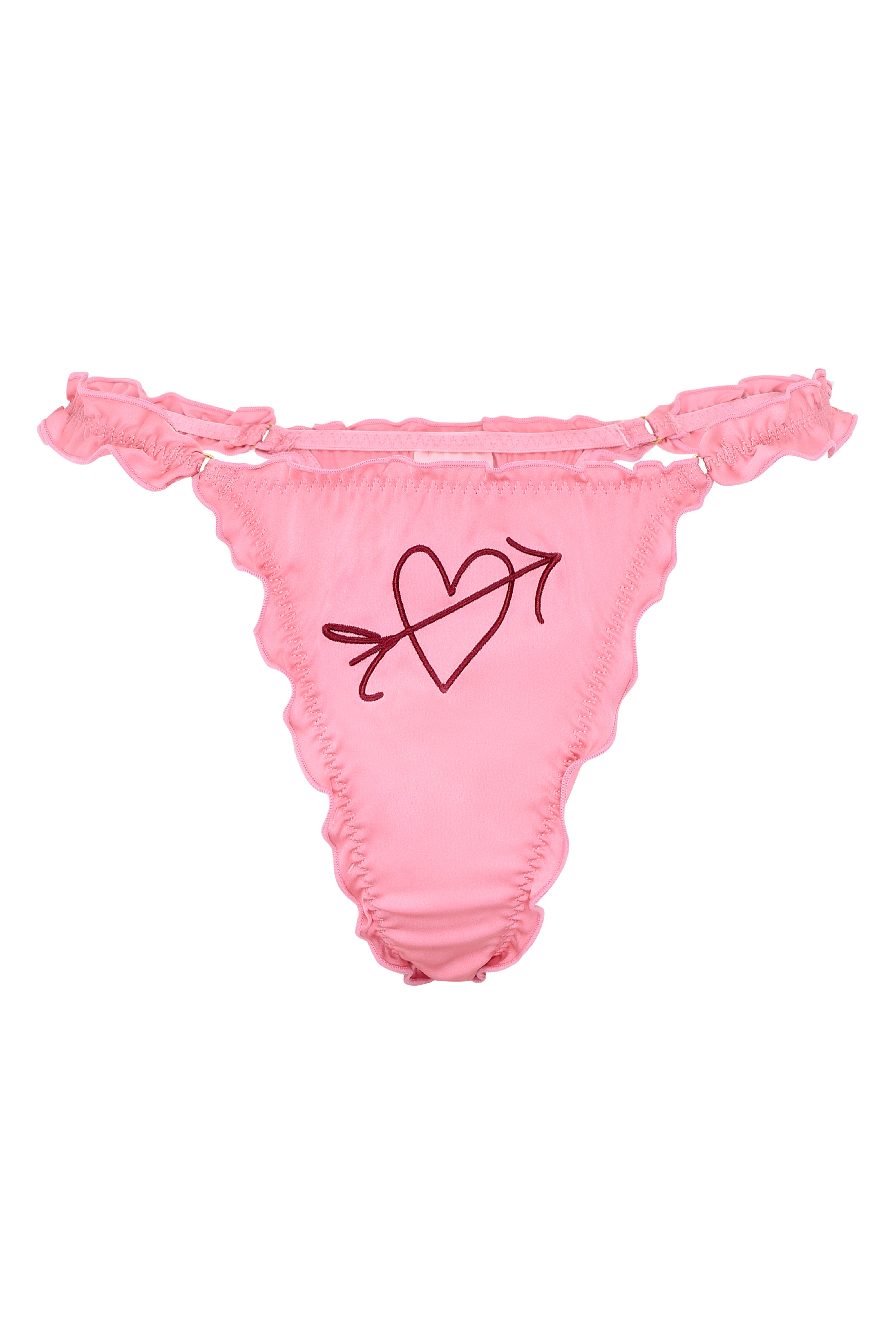 Secret Male G string Thong with Ruffle Top White and Pink